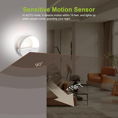 Rechargeable Motion Sensor Night Light, Battery Night Lights LED Cool White Magnetic Stick-on Motion Sensored Hallway Light, with Dusk to Dawn Sensor for Stair, Wall, Bedroom, Bathroom(1 Pack)