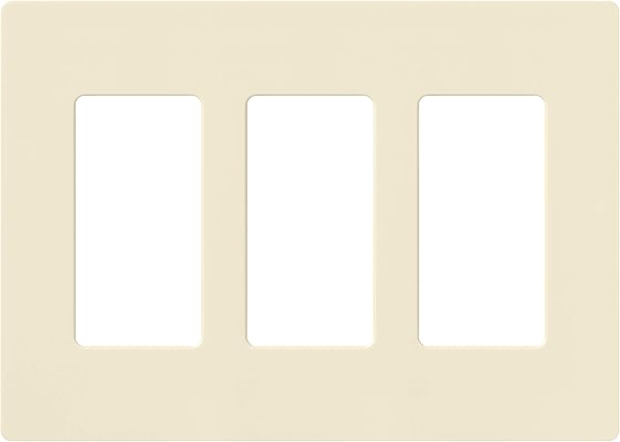 Lutron Claro Light Switch Cover Plate, 3 Gang Wallplate, for Decorator Light Switches, Rocker Light Switch Cover, Outlet Cover, Screwless Switch Plate Cover, Gloss, CW-3-AL, Almond
