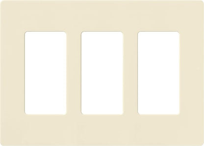 Lutron Claro Light Switch Cover Plate, 3 Gang Wallplate, for Decorator Light Switches, Rocker Light Switch Cover, Outlet Cover, Screwless Switch Plate Cover, Gloss, CW-3-AL, Almond