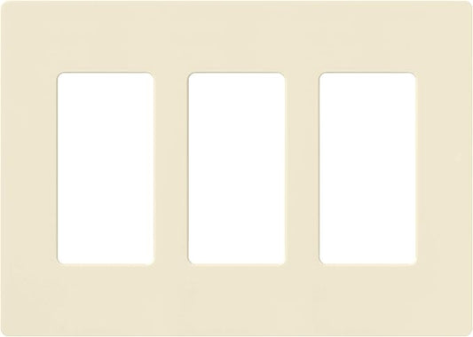 Lutron Claro Light Switch Cover Plate, 3 Gang Wallplate, for Decorator Light Switches, Rocker Light Switch Cover, Outlet Cover, Screwless Switch Plate Cover, Gloss, CW-3-AL, Almond