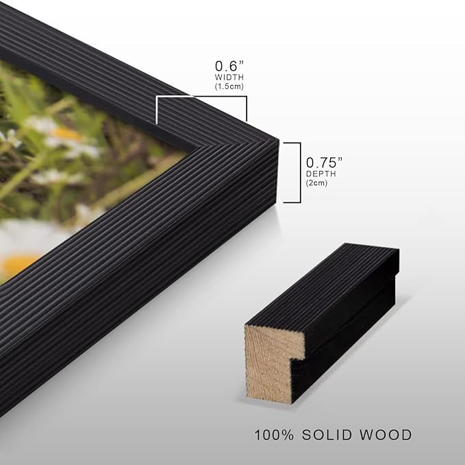 Renditions Gallery Set of 4, 8X10 Custom Photo Prints with Real Wood Picture Frames. Create Personalized Photos with Peel & Stick Photo Frames. Black Frame