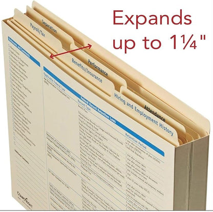 ComplyRight Expanded Employee Record Organizer and 6 Folders | 11.9” x 9.5” x 1.25” | HR and Employee Management | 25-Pack