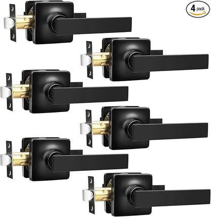 GOBEKOR 4 Pack Passage Door Levers,Matte Black Interior Door Handles