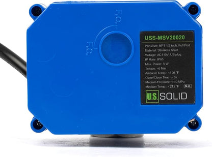 U.S. Solid 1" Motorized Ball Valve with US Plug 110VAC Stainless Steel Electrical Ball Valve,Auto Return, Normally Open