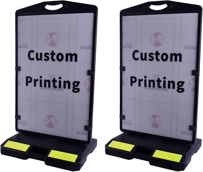 2 Pack 24"x36" Wind Sign Board with 40Lb Fillable Base, Double-Sided Customizable and Reusable Pavement Sign for Professional Outdoor Use (Black, Panel Frame)