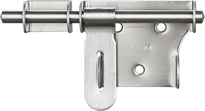 JQK Sliding Bolt Gate Latch, 6 Inch Thickening 304 Stainless Steel Barrel Bolt with Padlock Hole, Interior Door Latches Brushed Finish