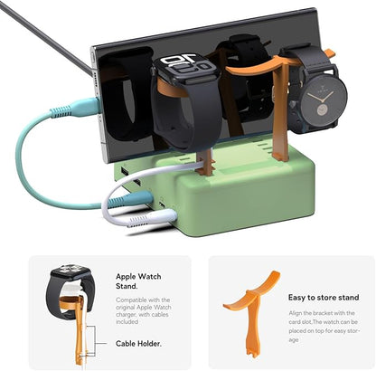 KFD Charging Station for Multiple Devices, 70W 5-Port USB C Fast Charger Stations for iPhone iPad Android Cell Phone Kindle Tablet, Multi-Device Organizer Docking Station, Multi Charger Organizer