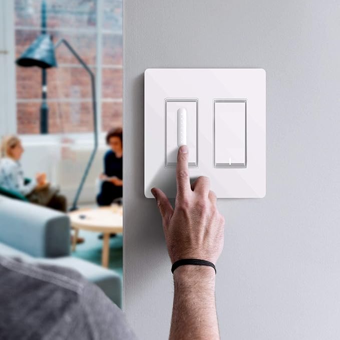 TREATLIFE Screwless Decorator Wall Plates, Standard Size 2-Gang Light Switch Plate, Outlet Covers White, 1 Pack 2-Gang Wall Plates Light Switch Cover