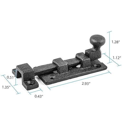 Renovators Supply Manufacturing Wrought Iron Slide Bolt - 3.5" Wide - Black - Rust Resistant Finish Pack of 3