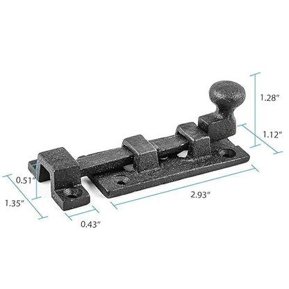 Renovators Supply Manufacturing Wrought Iron Slide Bolt - 3.5" Wide - Black - Rust Resistant Finish Pack of 3