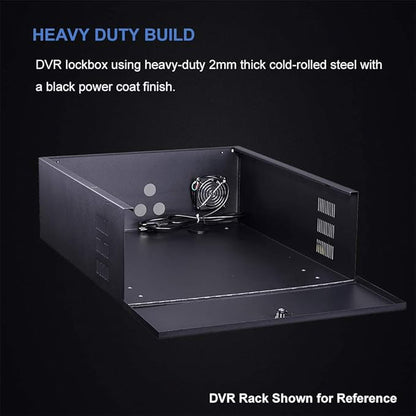 Kenuco White Heavy Duty 16 Gauge Steel DVR Security Lockbox with Fan (BK 15'' X 14.86'' X 4.96'')