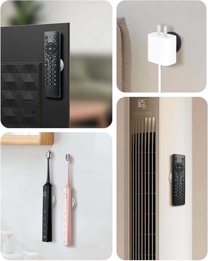 6 Pack Magnetic Remote Control Holder – Upgraded Silicone Magnetic Wall Mount for TV, Fan & Air Conditioner Remotes – Self-Adhesive, No-Drill Remote Control Holder Wall Mount (Circle Black)