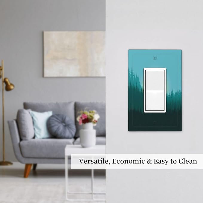 Green Forests And Birds Sun Woodland Decorative Outlet Covers 1 Gang Single Rocker Light Switch Cover Plate Wall Plates GFCI Faceplate for Bedroom Bathroom Decor