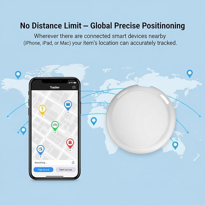No Subscription GPS Tracker for Vehicles Work with Find My (iOS Only) Real-Time Mini Tracker Tags Global Coverage Hidden Car Locator Tracking Device with Magnetic Case No Monthly Fee Required