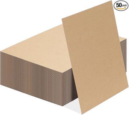 Calenzana 50 Pack 8.5x11 Inch Brown Corrugated Cardboard Sheets Flat Cardboard Sheets for Packing Mailing Dividers and DIY Crafts
