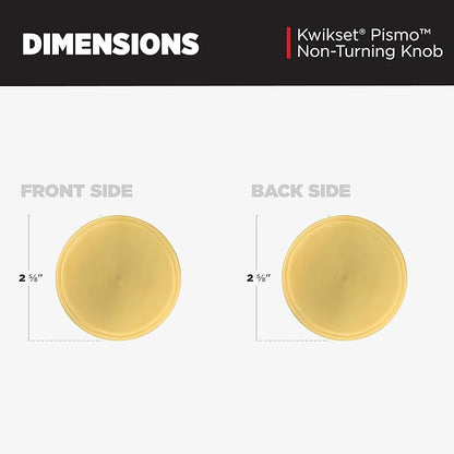 Kwikset Pismo Dummy Door Knob, Single Sided Handle for Closets, French Double Doors, and Pantry, Satin Brass, Round, Non-Turning Interior Push/Pull Door Knob, Microban Protection