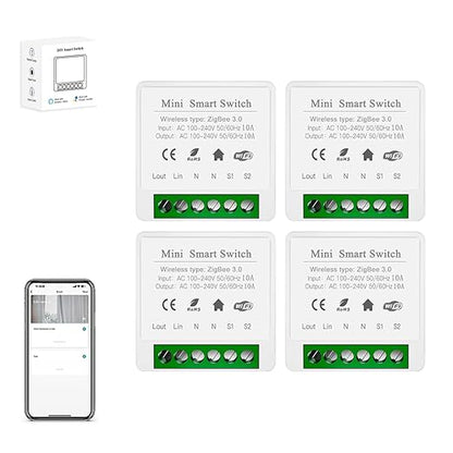 ZigBee3.0 Smart Switch Mini Relay Switch, ZigBee Smart Light Switch Need Zigbee Hub Work with Tuya Smart Life APP Smart Button Scene Remote for Tuya Smart Home Devices (4)
