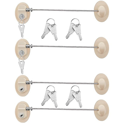 Hotop 4 Pack Cabinet Locks with Keys Mini Fridge Refrigerator Locks for Kids Toddlers Self Adhesive Child and Baby Proofing Safety for Deep Freezer Drawers Doors Latch(Light Brown)