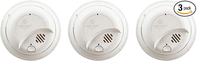 First Alert 9120B Smoke Detector, Hardwired Alarm with Battery Backup, 3-Pack