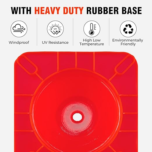 Traffic Safety Cones 18 Inch 4 Pack - Orange Road Parking Cones with Reflective Collars, Heavy Duty PVC Construction Cone Structurally Stable for Road Parking, Traffic Control, Driveway