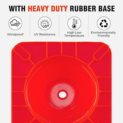 Traffic Safety Cones 18 Inch 4 Pack - Orange Road Parking Cones with Reflective Collars, Heavy Duty PVC Construction Cone Structurally Stable for Road Parking, Traffic Control, Driveway