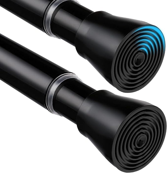 2 Pack Black Shower Curtain Rod 16 To 26 Inch Tension Shower Rod For Bathroom 7/8" Adjustable Spring Curtain Rod No Drilling Spring Rod Black Tension Curtain Rods for Windows Doorway Closet