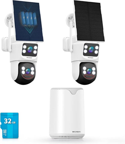 WEILAILIFE 【Auto Tracking & 2-Way Audio Security Cameras Wireless Outdoor, Solar-Powered PTZ Security Camera System, WiFi Home Video Surveillance Systems DVR Kits