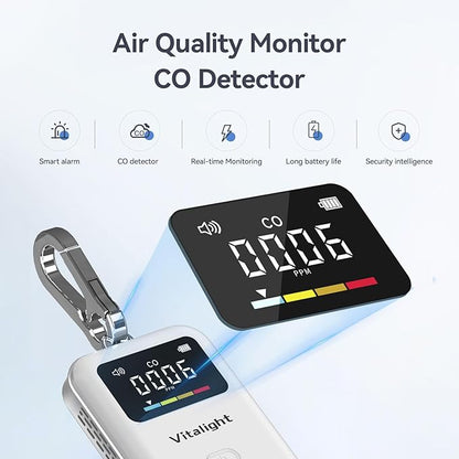 Carbon Monoxide Detector,Mini CO Detector for Travel, Air Quality Monitor,Stylish and Lightweight CO Monitor for Home Indoor/Outdoor