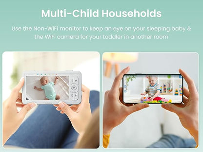Babysense HDS2 5” HD Non-WiFi Baby Monitor Bundle with FullPeek WiFi Camera (2 Items)