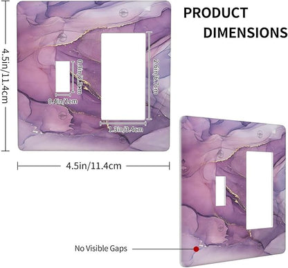 Outlet Covers Purple Marbling Golden Line 1 Toggle 1 Rocker Combination Decorative Wall Plate Electrical Switch Plates Light Switch Cover Plate for living Room Bathroom Decor