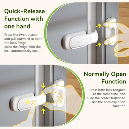 EUDEMON 1 Pack Refrigerator Lock, Child Proof Fridge & Freezer Lock for Kids & Toddlers, Easy to Install,no Tool Need or Drill (White)