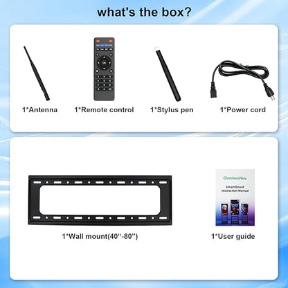 Smart Board 49 Inch, 4K UHD Digital Whiteboard with Android & iOS for Live Streaming, Infrared Touch Screen Electronic Whiteboard, 8+64GB Smartboard for Classroom, Office, Meeting Room