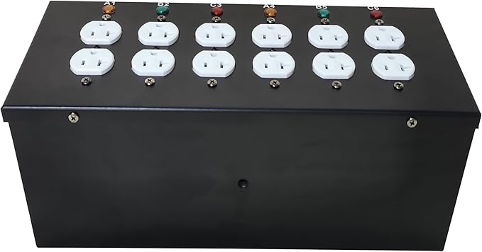 JUNMAN 6 Channel L14-30 to 12 Edison Power Distro Distributor Box for Stage DJ Lighting Party Event Show