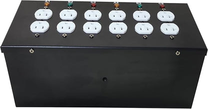 JUNMAN 6 Channel L14-30 to 12 Edison Power Distro Distributor Box for Stage DJ Lighting Party Event Show
