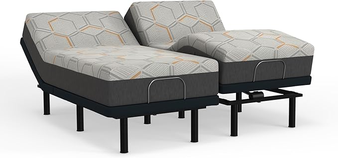 Blissful Nights e4 Cal King Split Adjustable Bed Base Frame with 12" Medium Firm Copper and Gel Infused Memory Foam Mattress