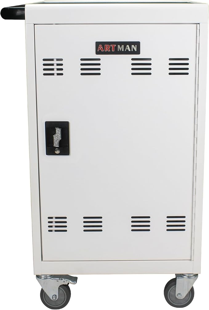 Laptop Charging Cart, 32 Charging Ports Laptop Storage Cart, 30-Bay Mobile Charging Cabinet for iPads up to 16.3", Chromebook Devices, Cord Management, Access Lock.School,Business.White