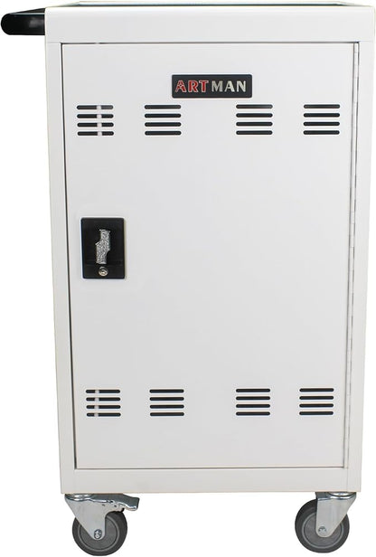 Laptop Charging Cart, 32 Charging Ports Laptop Storage Cart, 30-Bay Mobile Charging Cabinet for iPads up to 16.3", Chromebook Devices, Cord Management, Access Lock.School,Business.White