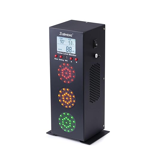 Noise Detector with Traffic Light Alert & Adjustable dB Threshold & Volume, Temp & Humidity Display, for Classroom Noise Control, Fun Interaction for Easy Noise Management