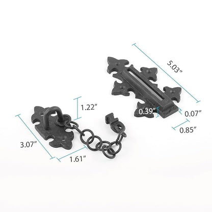 Renovators Supply Manufacturing Door Chain Lock 5 in Black Wrought Iron Chain Door Latch with Mounting Hardware