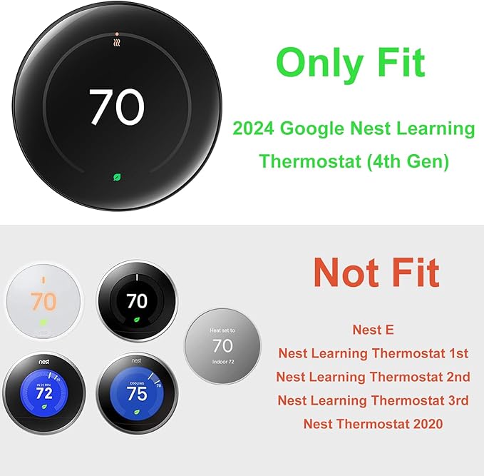 Nest Thermostat Wall Plate Cover Compatible with Google Nest Learning Thermostat (4th Gen), Practical Nest Thermostat Trim Kit, Nest Learning Thermostat 4 Accessory, Snap fit Design, White