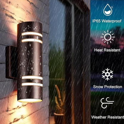 RGB Outdoor Wall Lights, Modern Color Changing Outdoor Wall Sconce, Cylinder Up and Down Bronze Porch Lights Fixture, Compatible with Smart Life & Google Alexa,for Garage,Yard,Front Door