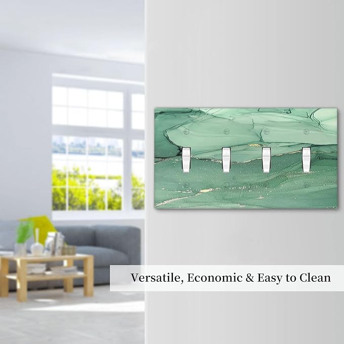 Light Switch Covers Simple Green Marble Quad Toggle Electrical Faceplate 4 Gang Wall Plate Decorative Switch Plates for living Room Office Decor