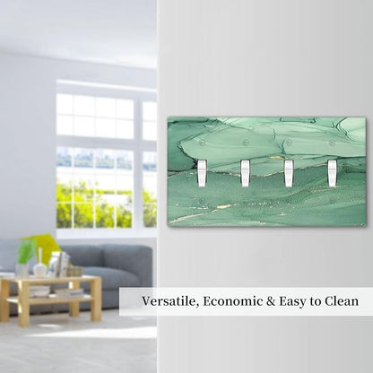 Light Switch Covers Simple Green Marble Quad Toggle Electrical Faceplate 4 Gang Wall Plate Decorative Switch Plates for living Room Office Decor