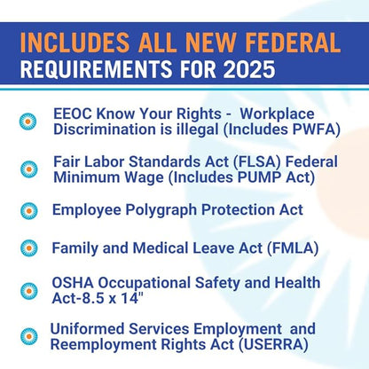 2025 New Mexico Labor Law Poster - State, Federal, OSHA Compliant - Workplace Required Posting for Employees - English Employment Poster- UV Laminated Waterproof - 26" x 39.5”- English