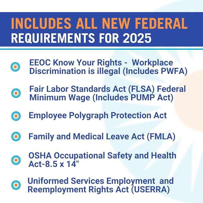 New Mexico Labor Law Poster 2025- State, Federal, OSHA Compliant - Workplace Required Posting for Employees - Spanish OSHA Poster - UV Laminated Waterproof - 26” x 39.5” - Spanish
