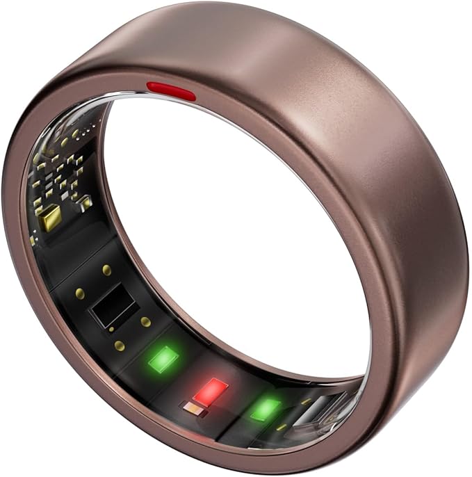 Ring OnePlus - Ultra-Thin Titanium Smart Ring - 7 Days Battery Life - Fitness/SPO₂/Stress/HR/Sleep Skin Temperature Tracker - No App Fee - iOS&Android Compatible (Rose Gold, 9)