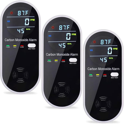 Carbon Monoxide Detectors, Plug in Type CO Alarm Monitor with Clear LCD Display, 3-in-1 Carbon Monoxide Detector (CO, Temperature and Humidity Display), Easy to Read & Install, KH106, Black
