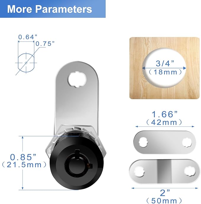 Black RV Storage Locks, Keyed Alike - 7/8' Fits 9/16' Max Door Thickness - 2Pack
