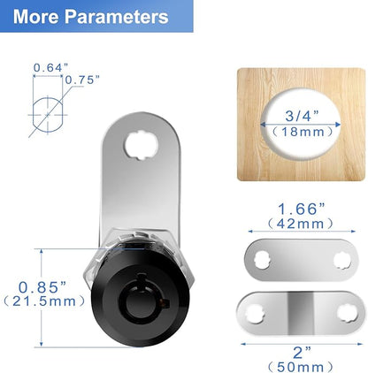 Black RV Storage Locks, Keyed Alike - 7/8' Fits 9/16' Max Door Thickness - 2Pack