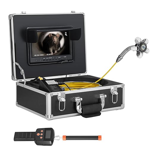 VEVOR Sewer Camera with 512Hz Locator, 98 ft/30 m, 9" Drain Inspection Camera with Self-Leveling, 36X Zoom, Plumbing Camera with Lights-12 LED, 32GB Card, IP68 Waterproof Snake Camera for Duct Pipe